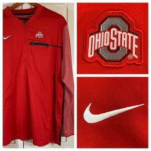 Nike Ohio State Buckeyes Dri-FIT Quarter Zip Pullover Jacket Men XL Red Football